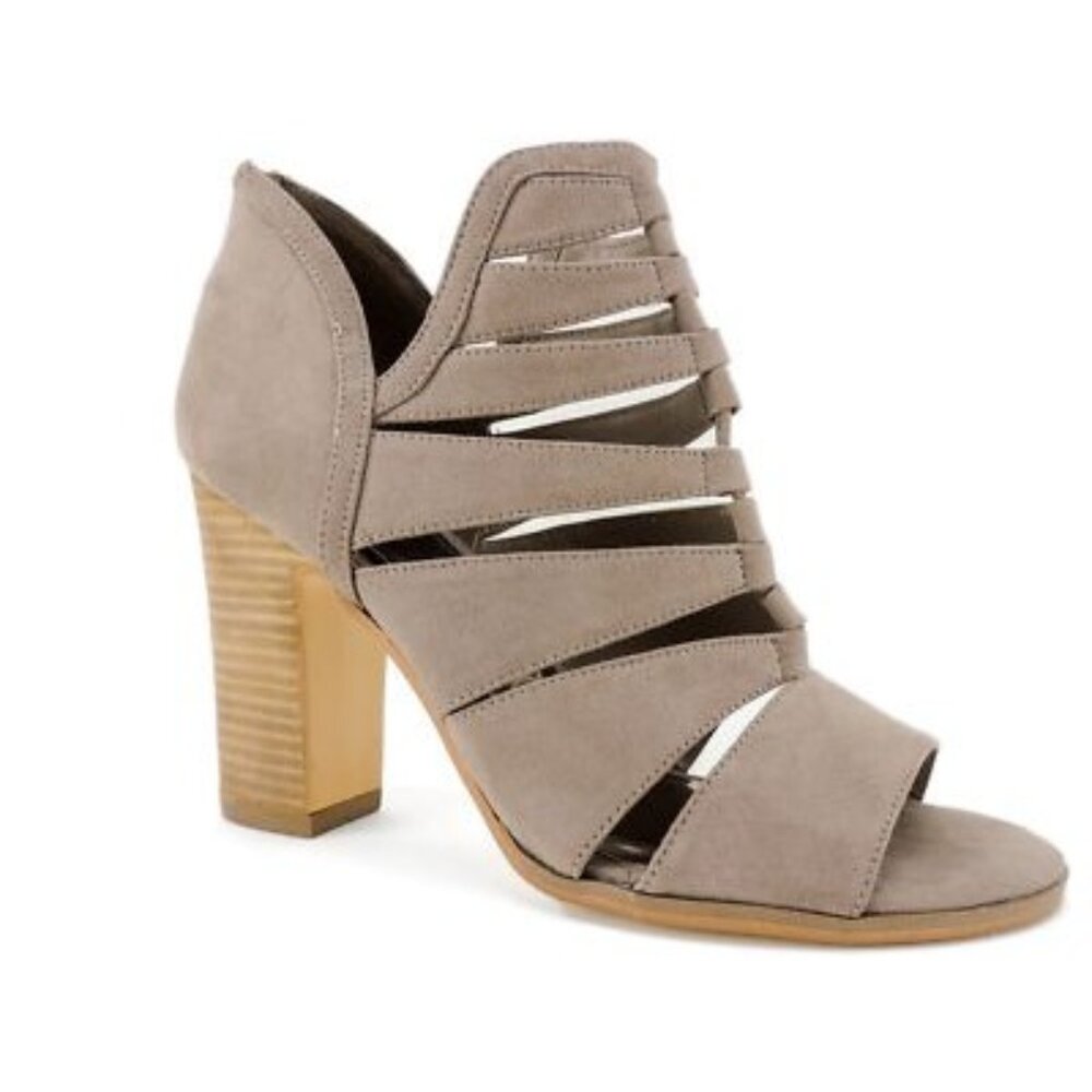 Carlos Santana Taupe Strappy Block Heel Sandals 4 Inch Heel Open Toe Women's Siz